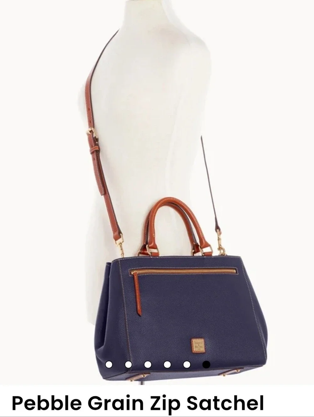 Dooney & Bourke Navy Blue Pebble Leather Satchel
